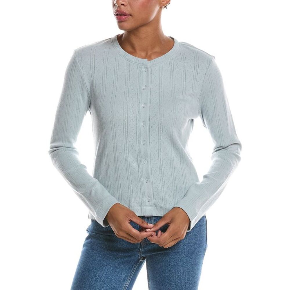 Perfectwhitetee Womens  Lila Pointelle Cardigan, Blue